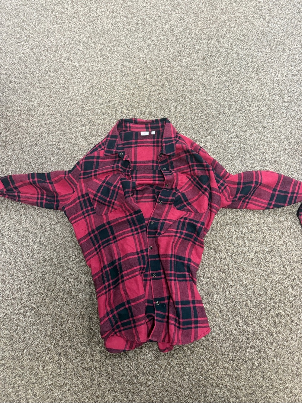 Make + Model Red and Black Plaid Button-Down Shirt